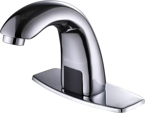 Miniatura 11 de Grifo de lavabo de baño sin contacto Charmingwater, llave con sensor automático de movimiento, con placa de cubierta de agujero, cromado Cromo
