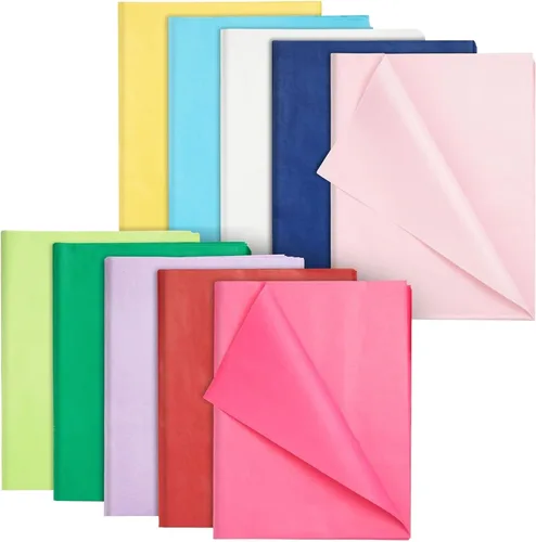 Papel de seda colorido para bolsas de regalo y envoltura, 120 hojas, hojas de papel de regalo para regalos y suministros (10 colores, 26 pulgadas de