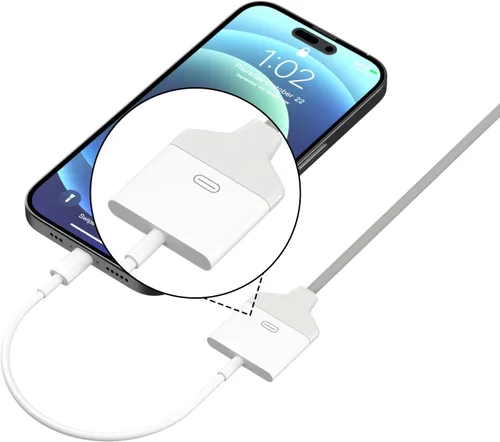 Miniatura 8 de Adaptador Lightning a 30 pines, certificado MFi de Apple, sin audio, macho de 8 pines a hembra de 30 pines, convertidor de conector con cable Blanco