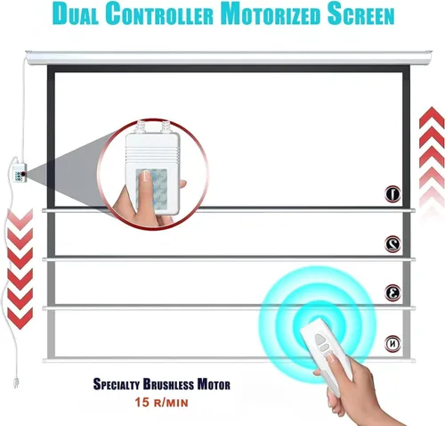 Miniatura 7 de Pantalla de proyector motorizada de 110", pantalla de proyector eléctrica 16:9 con control remoto, pantalla de película HD