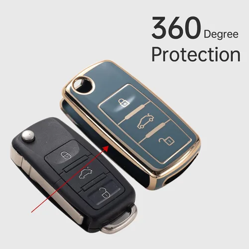 Miniatura 5 de Gematay Funda para llavero VW Volkswagen con llavero, funda para llave para VW Jetta Golf Polo MK7 Passat Tiguan Beetle, color azul, Azul