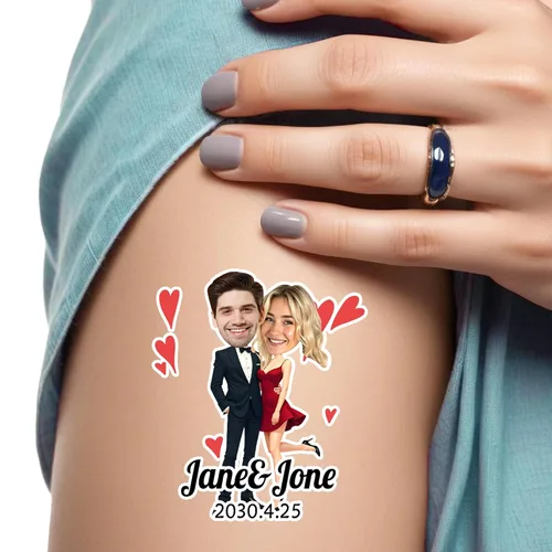 Miniatura 9 de Tatuaje personalizado con nombre y cara, tatuaje temporal personalizado para adultos, niños, amados, un amigo o familia, cara con nombre, 2 x 2