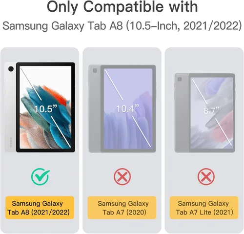 Miniatura 2 de JETech Funda infantil para Samsung Galaxy Tab A8 de 10.5 pulgadas 2022 (SM-X200/X205/X207) con protector de pantalla integrado, funda protectora a