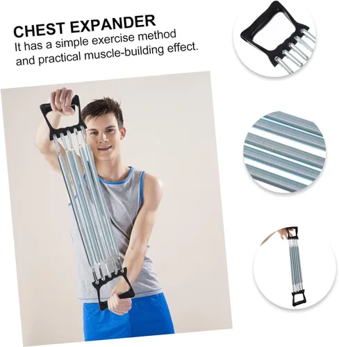 Miniatura 3 de Kisangel Expansor de pecho con 5 resortes ajustables, entrenador de resistencia para fuerza de brazos y músculos, equipo portátil de gimnasio