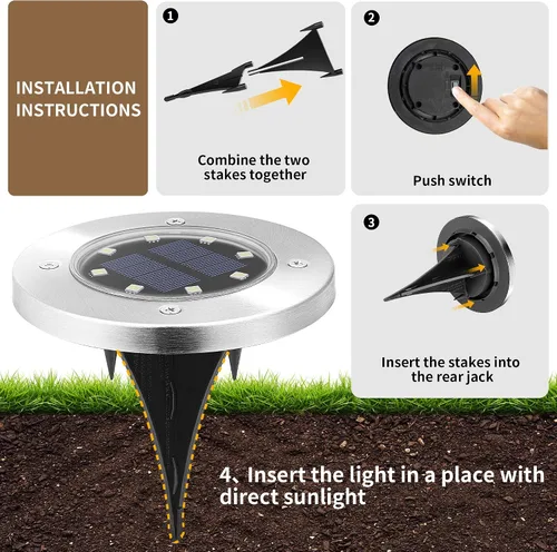 Miniatura 4 de SOLPEX Luces solares impermeables para exteriores, paquete de 8 luces solares para suelo, luces solares de jardín, iluminación de paisaje