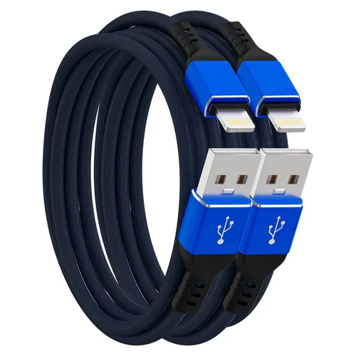 Miniatura 14 de Ironten Cable de carga para iPhone, certificado MFi de Apple, 1 paquete de 6 pies, color azul, largo, de carga rápida, sincronización de datos