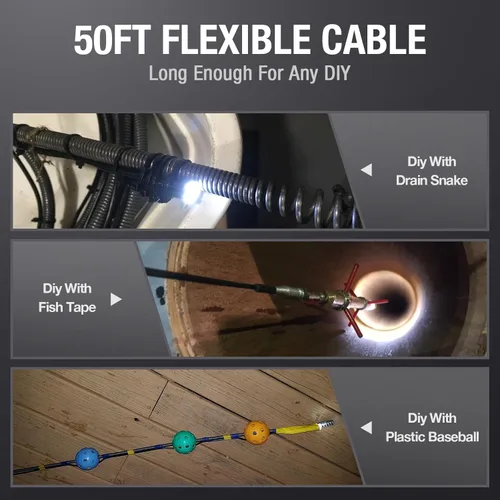 Miniatura 4 de Teslong Cámara de boroscopio USB-C de 50 pies con luz, solo compatible con teléfonos Android iPhone 15/16/17, endoscopio flexible impermeable de 50