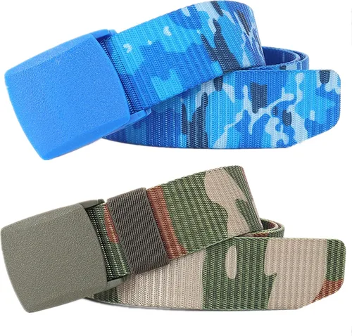 Miniatura 32 de Cinturones para hombre, cinturón táctico militar de nailon camuflaje con hebilla de plástico ajustable, paquete de 2 Camuflaje de la selva