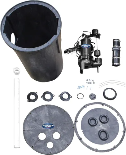 Miniatura 2 de Superior Pump 93020 1/2 HP Sistema de bomba de aguas residuales de hierro fundido de 2 pulgadas con interruptor de flotador vertical, negro