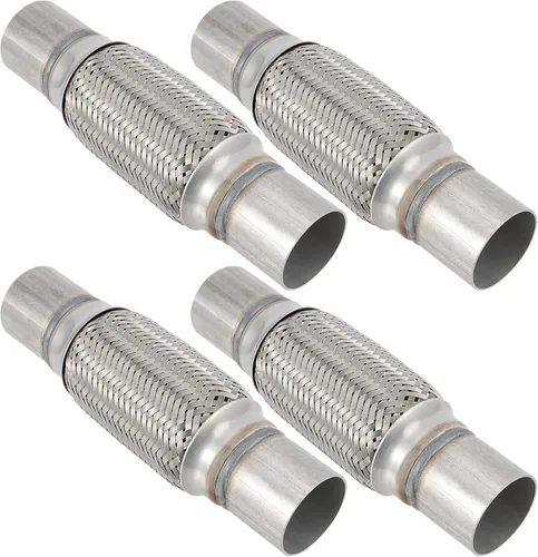 Paquete de 4 tubos flexibles de escape de acero inoxidable de 2 x 6 pulgadas, tubo flexible de escape de doble trenza, longitud total de 10 pulgadas