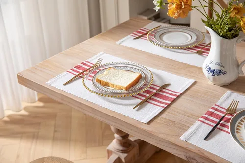 Miniatura 5 de Juego de 6 manteles individuales para mesa de comedor, manteles individuales de tela tejida para decoración de mesa de cocina, hechos a mano