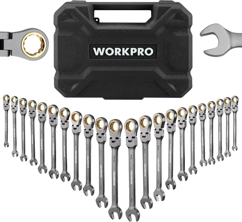 Miniatura 10 de WORKPRO - Juego de 22 llaves de trinquete ajustables combinadas, 72 dientes, juego de llaves de trinquete con caja organizadora, métrica 6-18mm