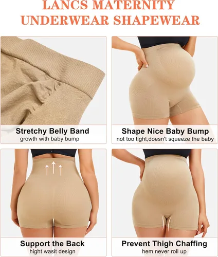 Miniatura 3 de Pantalones cortos de maternidad, ropa interior de maternidad de cintura alta para vestidos de baby shower