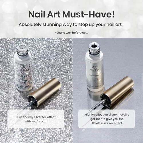 Miniatura 5 de beetles Esmalte de Uñas en Gel Delineador para Arte de Uñas - 2 Piezas Esmalte de Uñas en Gel con Purpurina Reflectante, Esmalte de Uñas Delineador