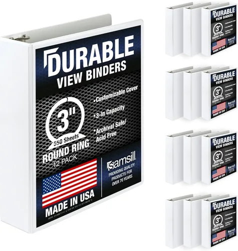Miniatura 12 de Samsill Carpeta duradera de 0.5 pulgadas, fabricada en los Estados Unidos, carpeta transparente personalizable con anillos redondos, color negro