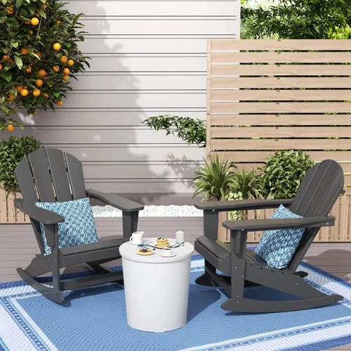 Miniatura 63 de WestinTrends Silla mecedora Malibu de poliéster para exterior/patio Adirondack, Negra