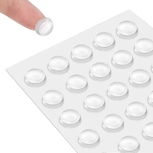 Miniatura 11 de 160 piezas de parachoques redondos de silicona para puerta de armario, 1/2 pulgada de diámetro, autoadhesivos, transparentes, para armarios