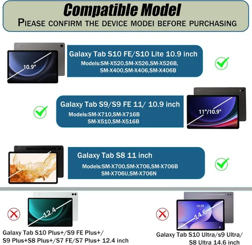 Miniatura 2 de Funda de teclado para Samsung Galaxy Tab S10 Lite / S10 FE / S9 FE / S9 10.9-11 pulgadas - Ratón y teclado desmontable, funda protectora delgada