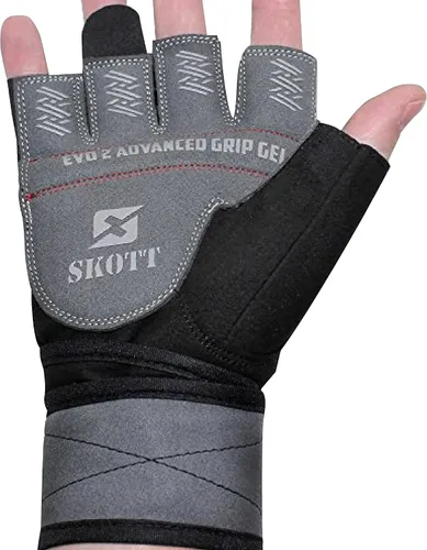 Miniatura 2 de Guantes de levantamiento de pesas skott Evo 2 con soporte de muñequera integrado - Doble costura para mayor durabilidad - Ponte