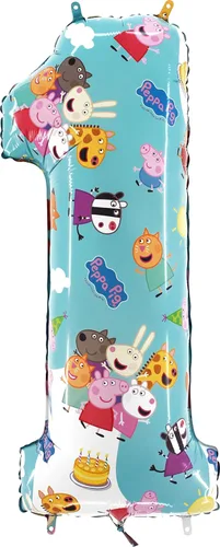 Toyland® 66 cm (26") Peppa Pig, George y sus amigos Globo de papel de aluminio con número - Globos para fiesta de niños - Números del 1 al 6
