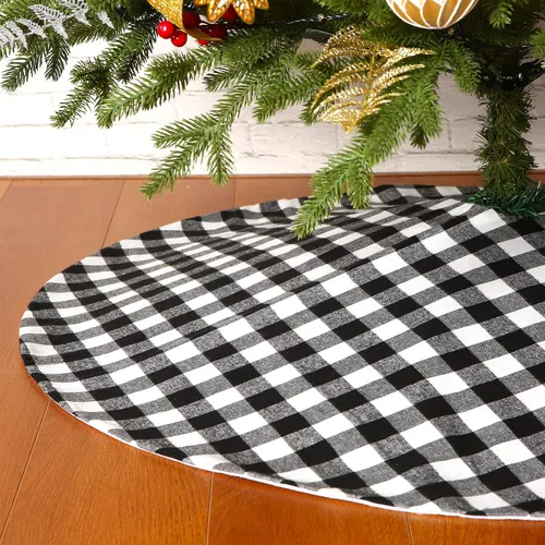 Miniatura 8 de Sattiyrch Falda para Árbol de Navidad de Cuadros Buffalo de 36 pulgadas, Falda para Árbol de Navidad de Cuadros Buffalo Rojo y Negro