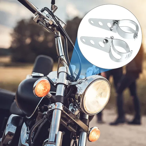 Miniatura 3 de ACROPIX Soportes universales para faros delanteros de motocicleta, abrazaderas de horquilla de 1.299 in a 1.693 in, tono plateado, paquete de 2