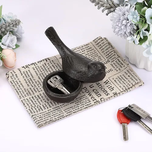 Miniatura 2 de Sumnacon Ocultador de llaves de repuesto para exteriores, bonito pájaro, decoración de jardín, soporte para llaves secretas para patio, porche