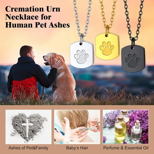 Miniatura 21 de Richsteel Collar de urna para cenizas, joyería de cremación, colgante de recuerdo conmemorativo con cadena