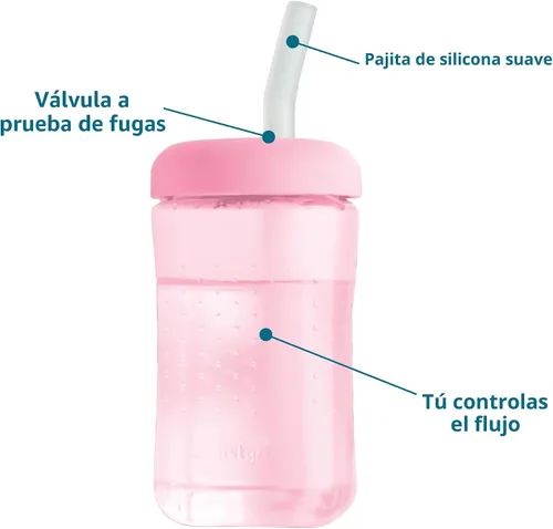 Miniatura 2 de The First Years Squeeze & Sip Vasos con Pajita para Niños Pequeños - Vaso de Transición Sippy Cup Exprimible con Pajita de Silicona - Suministros