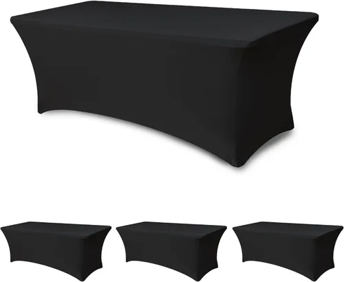 Miniatura 11 de Funda Elástica para Mesa para Mesas Rectangulares de 4 pies - Paquete de 8 Manteles de Spandex Azul Aguamarina con Elástico - Para Mesas Plegables