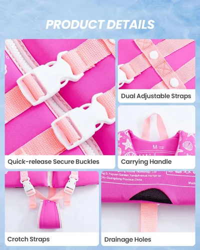 Miniatura 4 de Gogokids Chaleco de natación para niños, flotadores para bebés – Chaleco de flotabilidad para niños y niñas para piscina y playa, para niños de 2 a