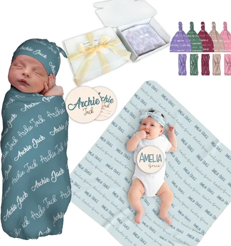 Manta envolvente personalizada para bebé para niños y niñas - Manta con nombre personalizado para recién nacidos Nombres