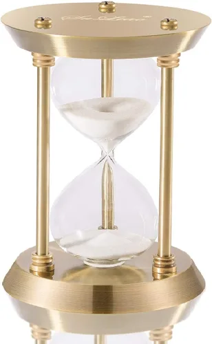 Miniatura 9 de SuLiao Reloj de arena con temporizador de arena de 1 minuto, reloj de arena de latón pequeño de 1 minuto, reloj retro de arena negra, reloj vintage