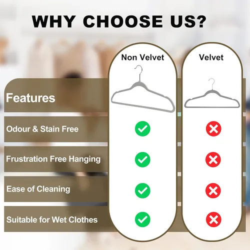 Miniatura 3 de Quality Hangers Paquete de 20 perchas de plástico para ropa, perchas delgadas sin terciopelo con gancho cromado giratorio de 360° y muescas