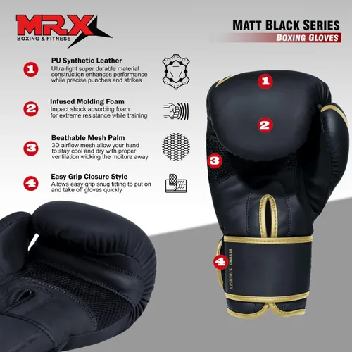Miniatura 2 de MRX - Guantes de boxeo con envolturas de mano gratis para hombres y mujeres, guantes de entrenamiento de boxeo, kickboxing, Muay Thai, guantes