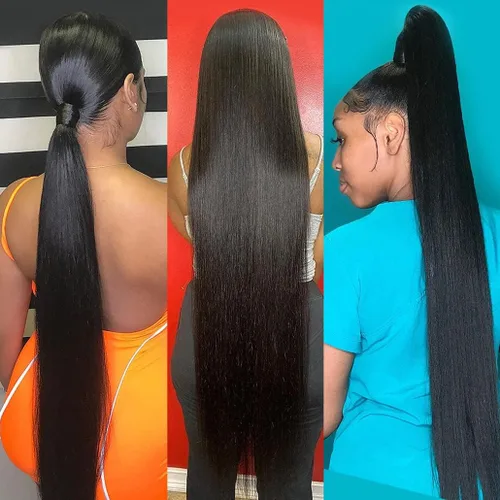 Miniatura 2 de Paquetes de pelo lacio brasileño, cabello humano virgen 100% sin procesar, color negro natural, 4 paquetes, 12, 14, 16 y 18 pulgadas