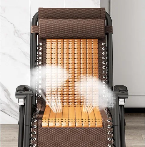 Miniatura 4 de Zero Gravity - Silla reclinable plegable ajustable de bambú con almohada y soporte para tazas, patio, césped, reclinable, para exteriores, piscina