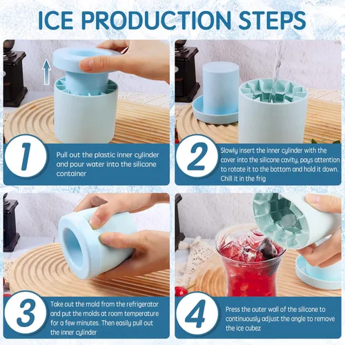 Miniatura 5 de Molde cilíndrico de silicona para cubitos de hielo, nuevo fabricante de cubitos de hielo 3D, descomprimir celosía de hielo, taza de hielo de fácil