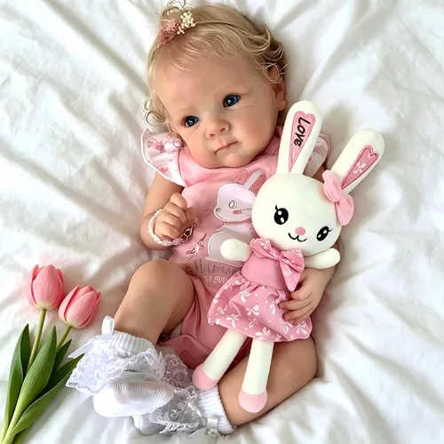 Miniatura 8 de iCradle Lovely Real Look Reborn Baby Doll Girl - Muñeca de silicona de 20 pulgadas con pelo rubio arraigado, juguete realista para niños pequeños a