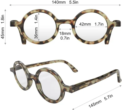Miniatura 6 de LONDON MOLE® Moley reading glasses Cool round shaped readers Men’s Women’s Unisex Spring hinges