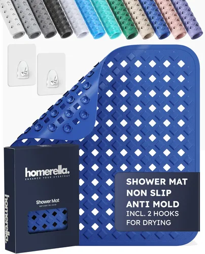 Miniatura 11 de homerella Tapete de ducha antideslizante antideslizante para cabina de ducha interior, tapete de ducha antideslizante cuadrado de 21 x 21 pulgadas