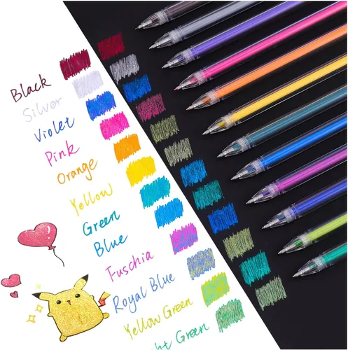 Dyvicl Bolígrafos de gel metálicos duales, bolígrafos de gel con purpurina líquida para colorear, garabatos, dibujos, álbumes de recortes,
