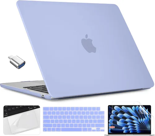 Miniatura 22 de TWOLSKOO Compatible con funda para MacBook Air M4 de 15 pulgadas versión 2025-2023 M4 A3241 M3 A3114 M2 A2941, carcasa rígida de plástico y Cristal