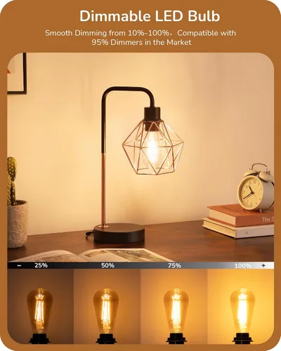 Miniatura 4 de EDISHINE Paquete de 6 Bombillas LED Edison Vintage 8W Equivalente a 60W, ST64 Bombillas LED Regulables, 700LM 2200K Luz Cálida Ámbar E26, Bombillas