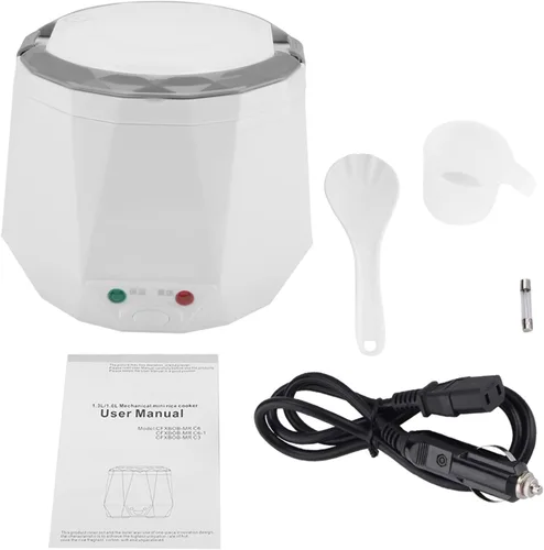 24V 140W 1.6 L Eléctrica Portátil Multifuncional Arrocera Cocina Vaporizador de Alimentos para Camión (Blanco)