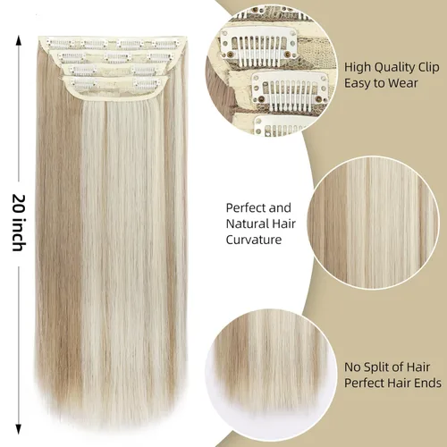 Miniatura 5 de Extensiones de cabello lacio con clip, suaves y gruesas (20 pulgadas, 4 unidades, 16H613#)