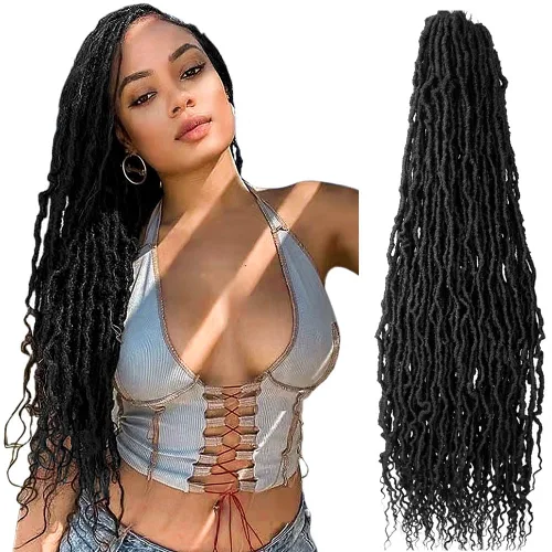 Miniatura 44 de BOHOBABE Rastas Falsas de Cabello de Ganchillo de 30 Pulgadas, Rastas Suaves Boho de Ganchillo con Puntas Rizadas, Rastas Largas de Diosa Bohemia