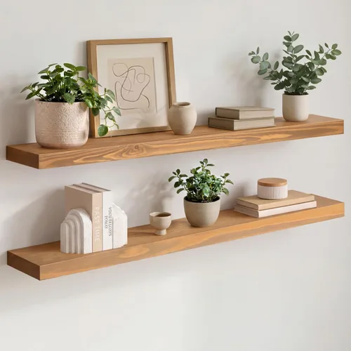 Miniatura 51 de Homeforia Estante flotante blanco de 48 pulgadas, estantes flotantes de madera maciza de alta gama de 48 pulgadas de largo para montaje en pared