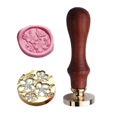 Miniatura 2 de JUPPE Juego de 6 sellos de cera de flores, sellos de cera de sellado de flores de cerezo, rosa, campana, orquídea, ramas, tulipán, varias flores