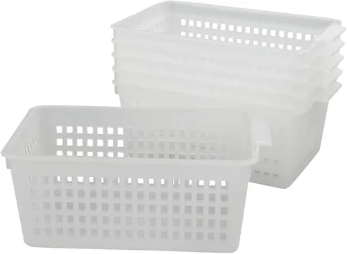 Miniatura 6 de Qskely - Cesta de almacenamiento de plástico transparente, rectangular, paquete de 6